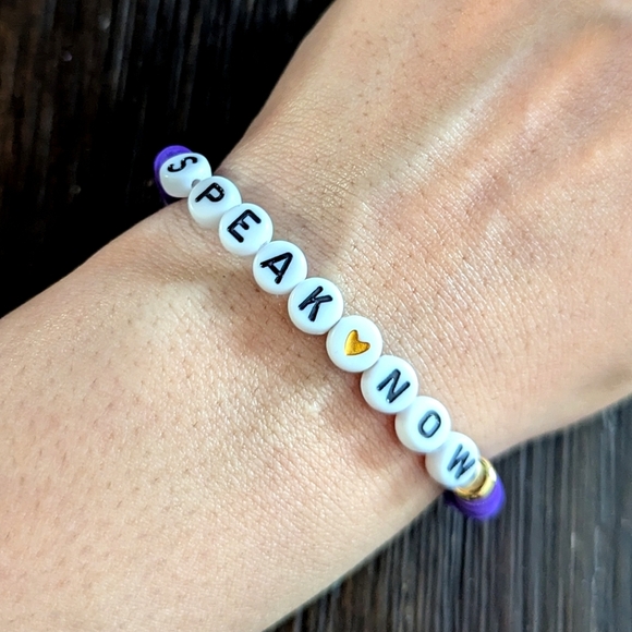 Taylor Swift Friendship Bracelet Speak Now Vinyl Stretchable Stackable Swiftie - Picture 3 of 4